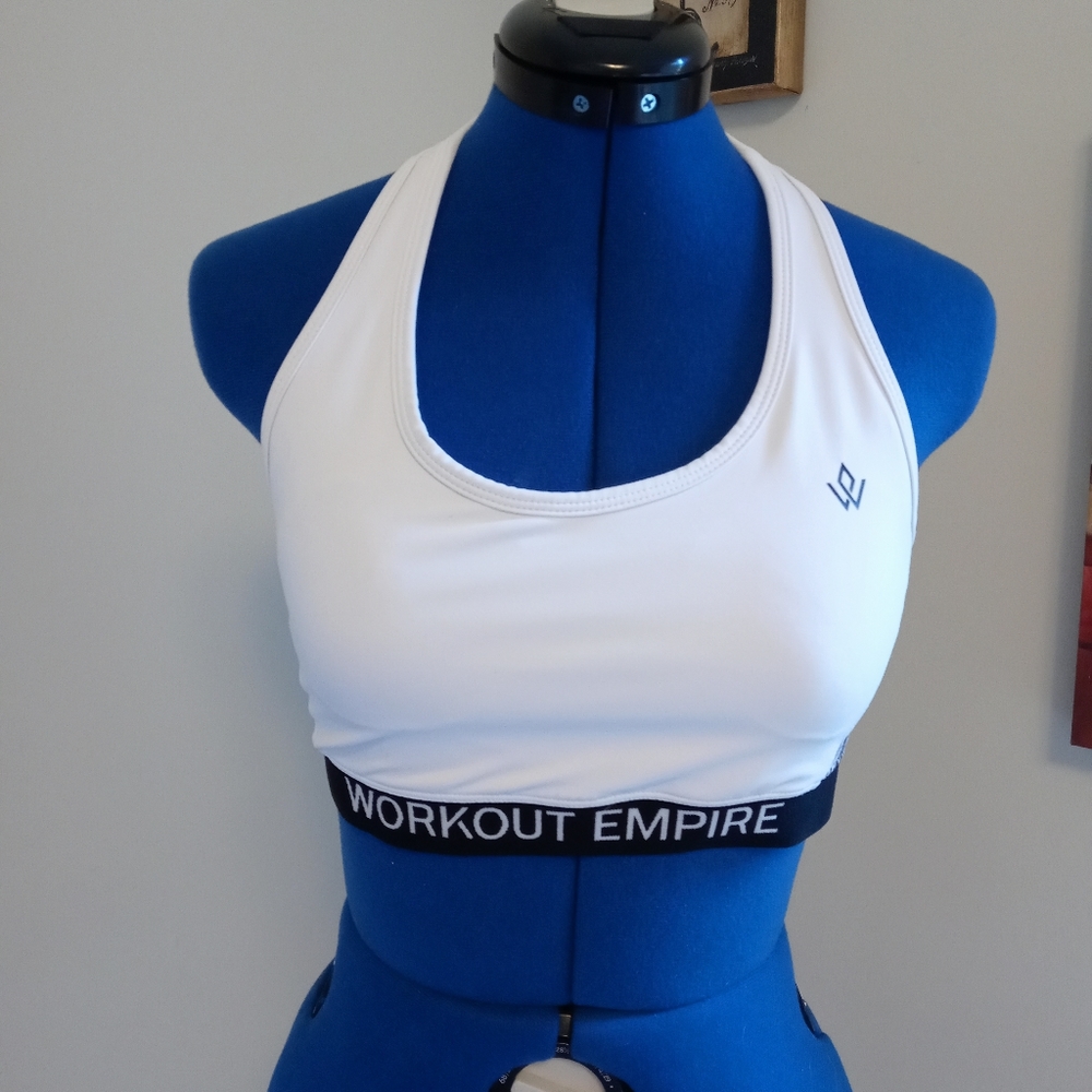 Workout Empire Black and White Sports Bra sz L